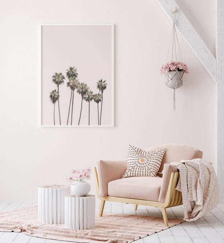 Stunning BLUSH PALMS, BEACH PAINTINGS enhance your decor with a tropical vibe, perfect for any room's ambiance.