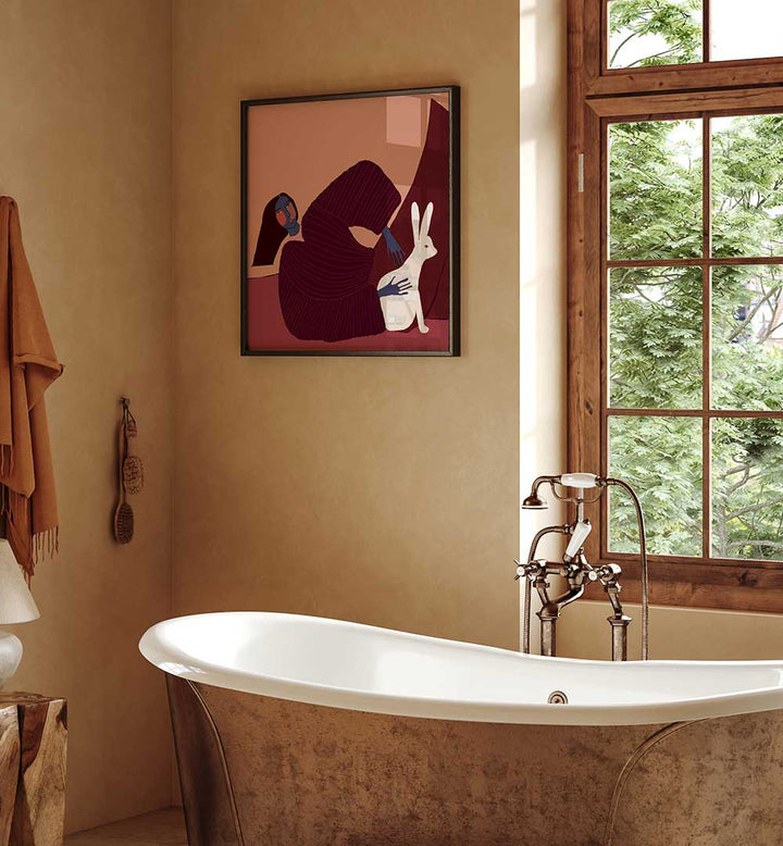 LADY AND RABBIT , PORTRAITS & FIGURATIVE ILLUSTRATIONS