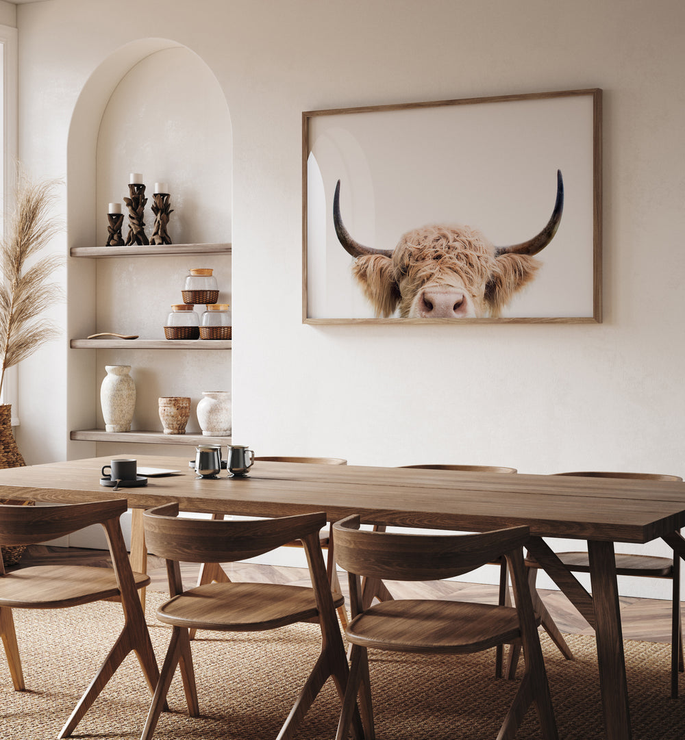 Charming PEEKING COW, KIDS ROOM PAINTINGS, perfect for adding whimsy to any space and delightful for cow lovers.