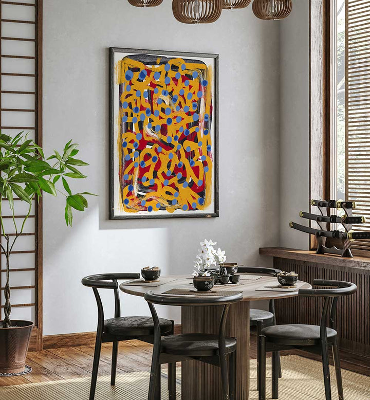 YELLOW DOTTED BLUE, ABSTRACT PAINTINGS