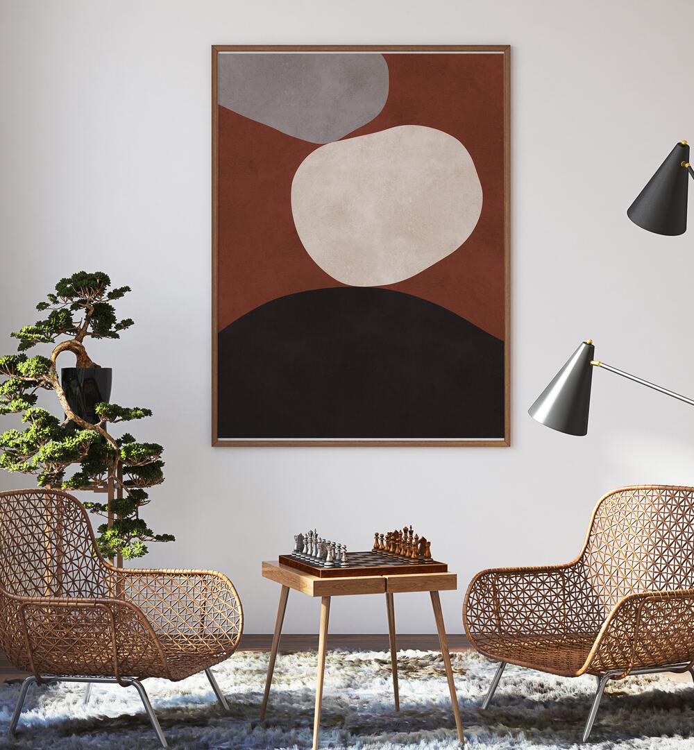 Stylish living room featuring EXPRESSIONIST IV, ABSTRACT PAINTINGS, enhancing a vibrant and creative atmosphere.
