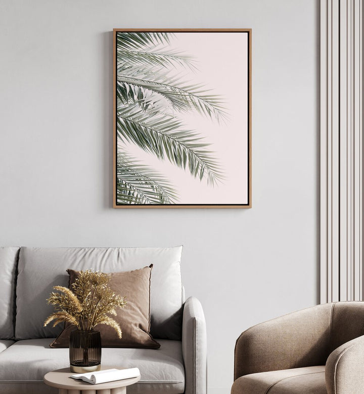 Stunning BLUSH PALM LEAVES, BEACH PAINTINGS add a tropical touch to modern decor, perfect for any home or office.