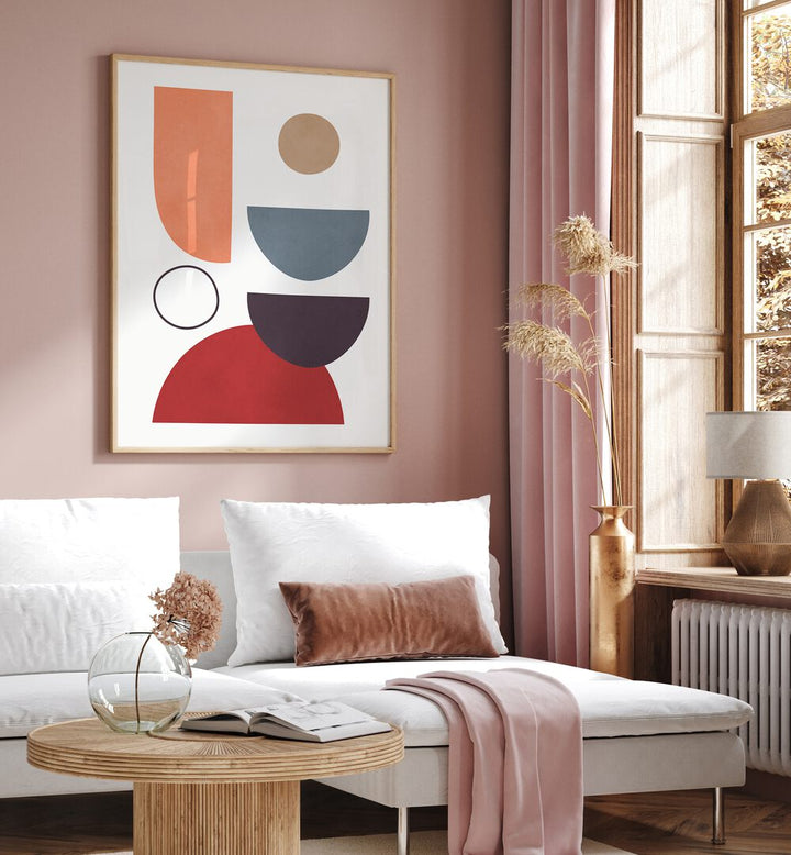 Stylish living room featuring EXPRESSIVE VIII, GEOMETRIC ART PRINTS that enhance modern decor and creativity.