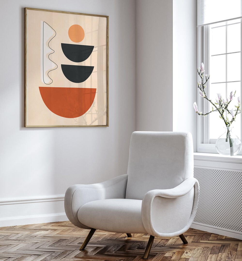 Bright and modern SEMICIRCLES II, BOHO ART PAINTINGS add a geometric flair to any space, perfect for creative decor.