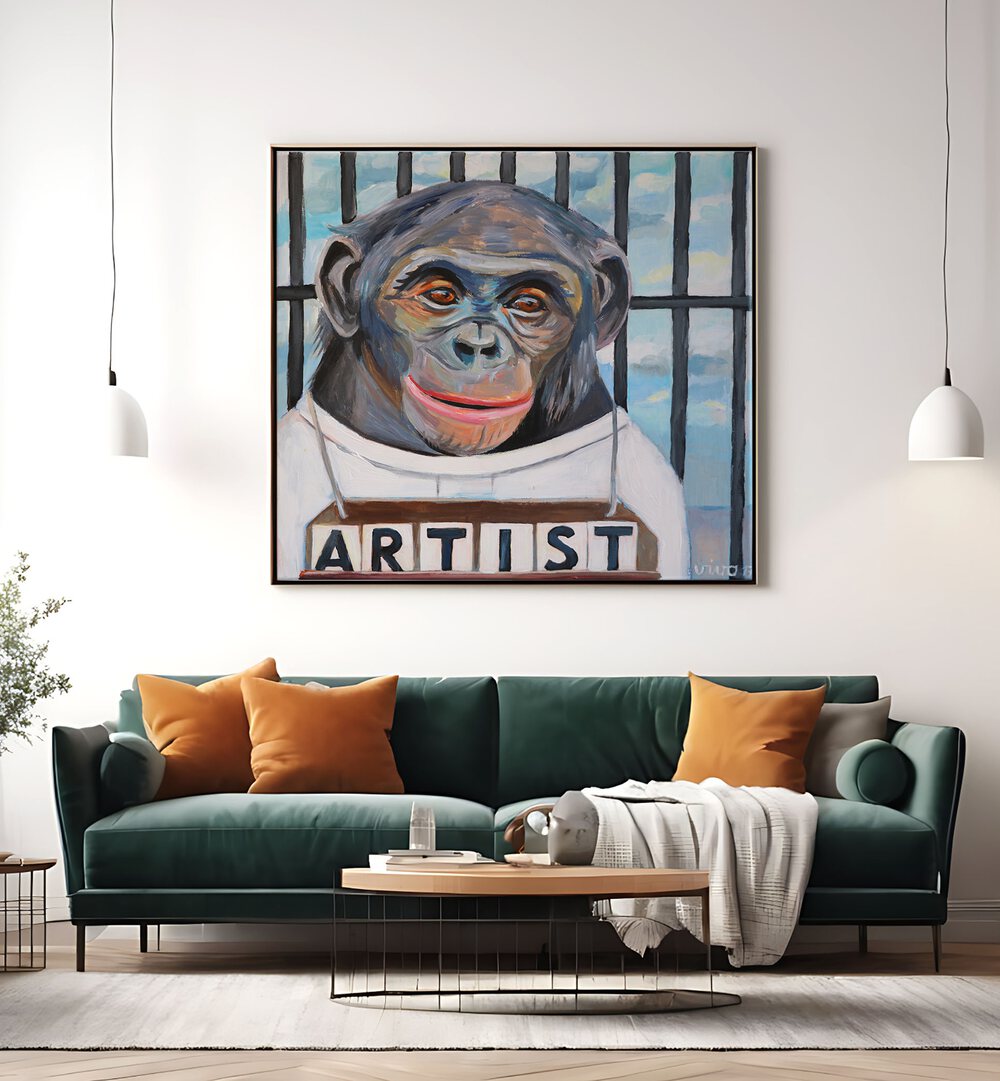 Vibrant PRIMATE PORTRAITURE in a comic poster style, perfect for adding character to your space. Ideal for art lovers!