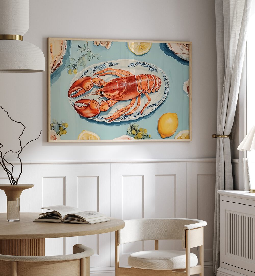 Stylish kitchen poster featuring a GOURMET LOBSTER FEAST, perfect for seafood lovers and culinary decor.