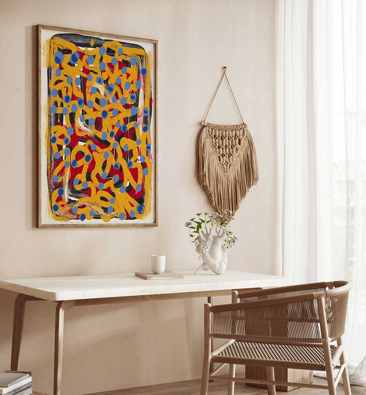 YELLOW DOTTED BLUE, ABSTRACT PAINTINGS