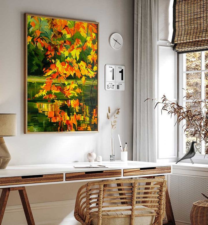 AUTUMN REFLECTIONS , LANDSCAPE PAINTINGS