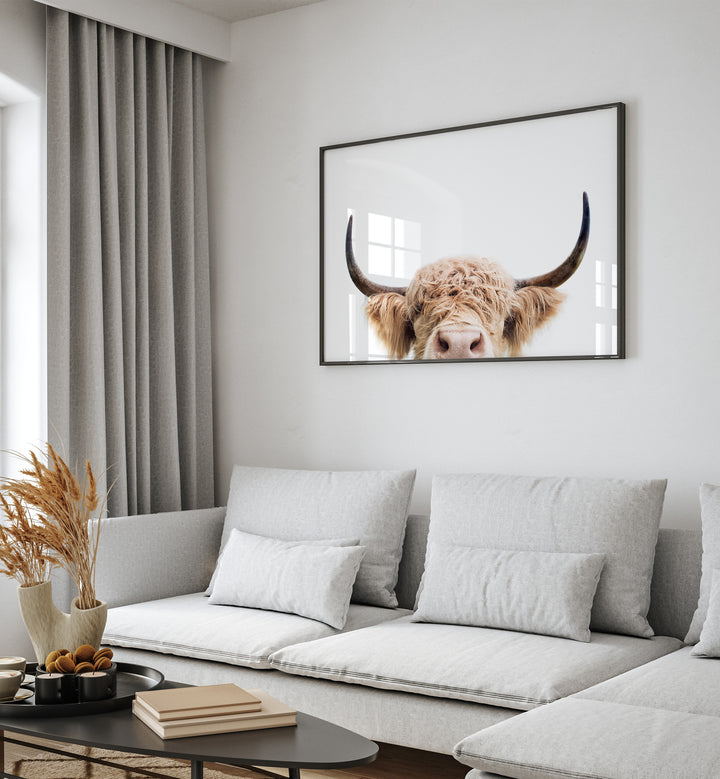 Charming PEEKING COW, KIDS ROOM PAINTINGS, perfect for adding whimsy to children's decor and celebrating farm life.