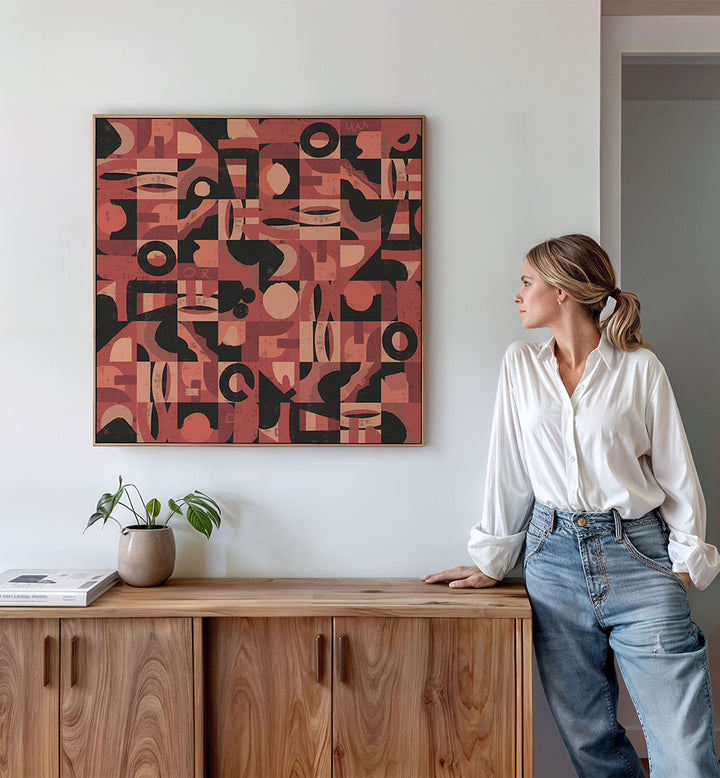 MID CENTURY GRID PATTERN NINE , ABSTRACT PAINTINGS