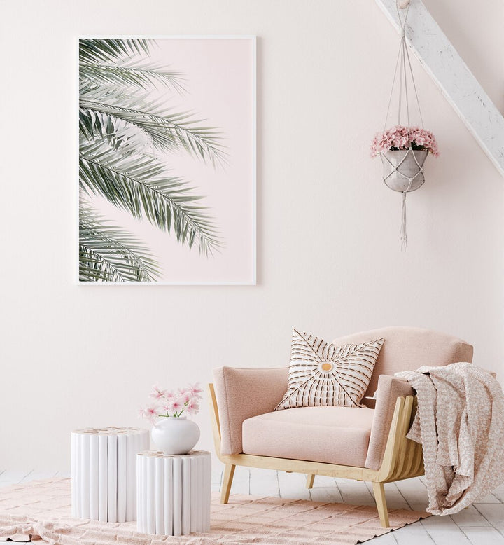 Stylish BLUSH PALM LEAVES, BEACH PAINTINGS elevate modern decor, adding a touch of tropical beauty to any space.