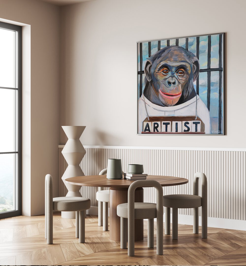 Vibrant PRIMATE PORTRAITURE in comic posters style, perfect for enhancing any wall with artistic flair.