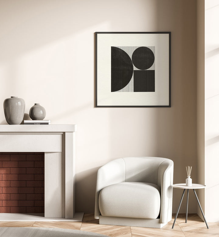 Stylish living space featuring PAPER OBJECT VII, GEOMETRIC ART PRINTS, enhancing creativity and elegance.