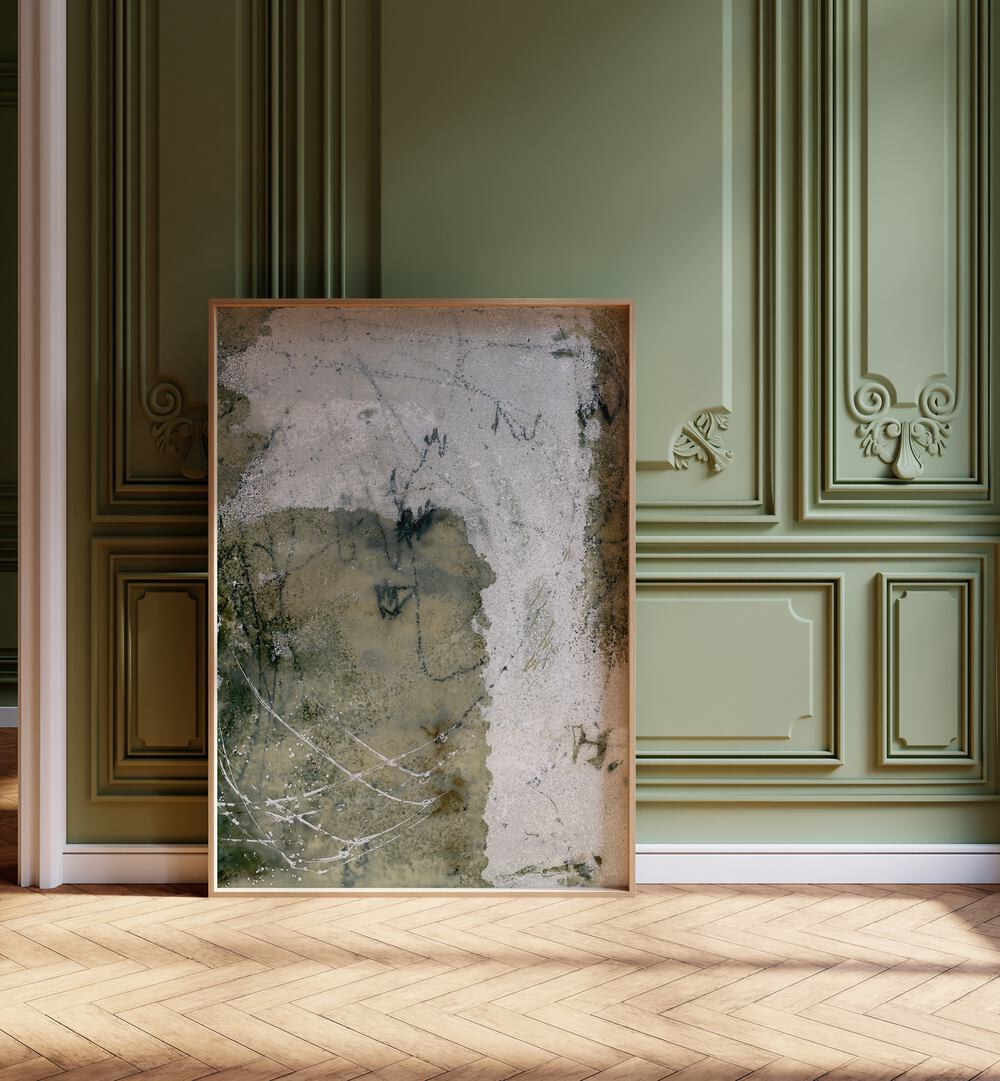 Abstract painting from the LAYERS AND MARKS III collection, showcasing unique textures and color depth for modern decor.