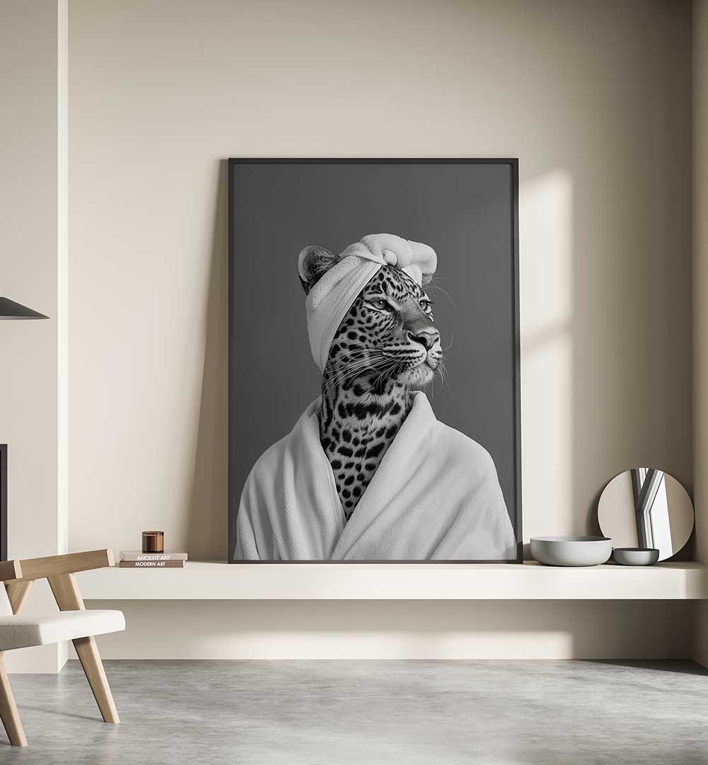 LADY LEOPARD SPA DAY , BATHROOM ART PRINTS