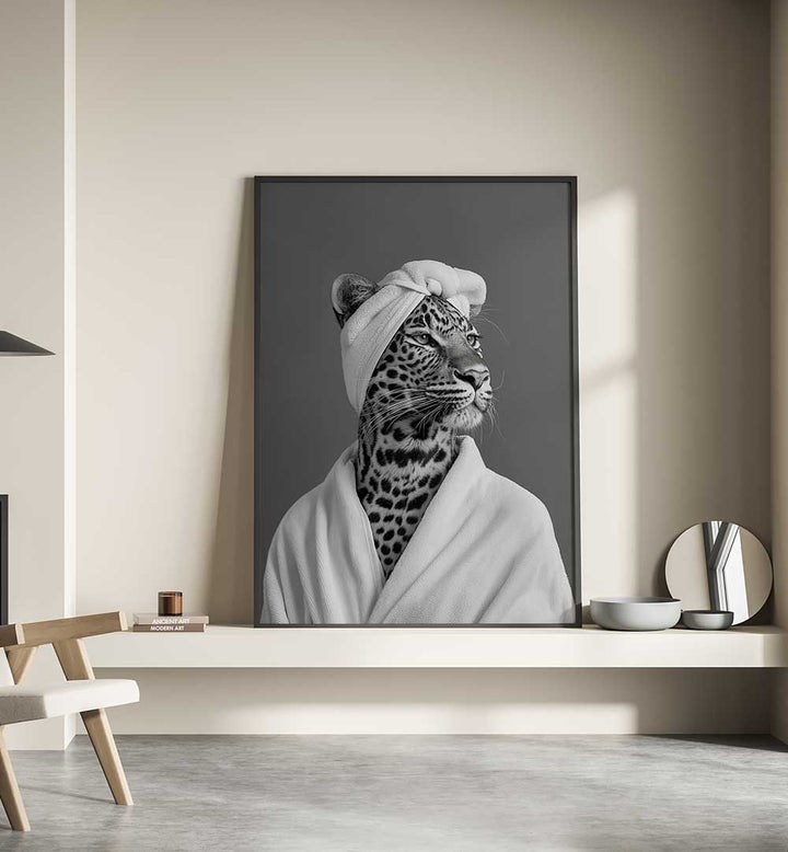 LADY LEOPARD SPA DAY , BATHROOM ART PRINTS