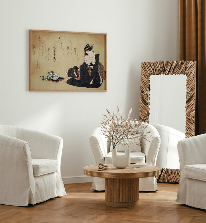 WOMAN WITH MORNING , VINTAGE PAINTINGS