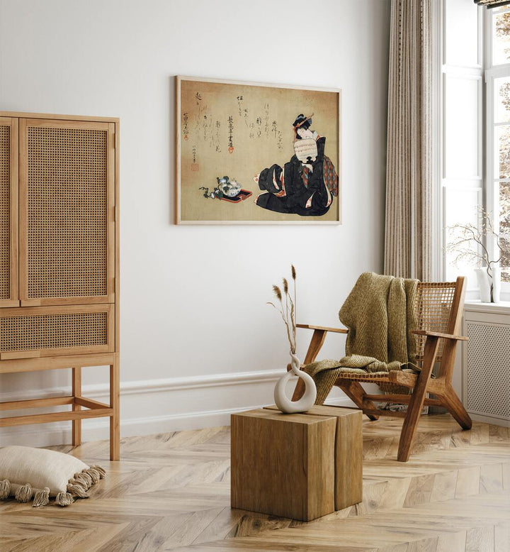 WOMAN WITH MORNING , VINTAGE PAINTINGS