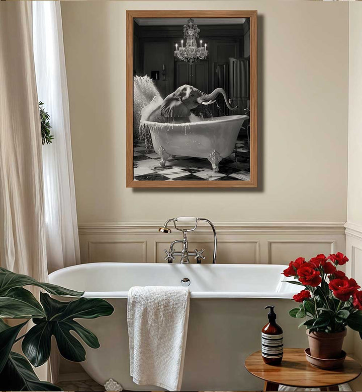 BIG ELEPHANT SPLASH , BATHROOM ART PRINTS