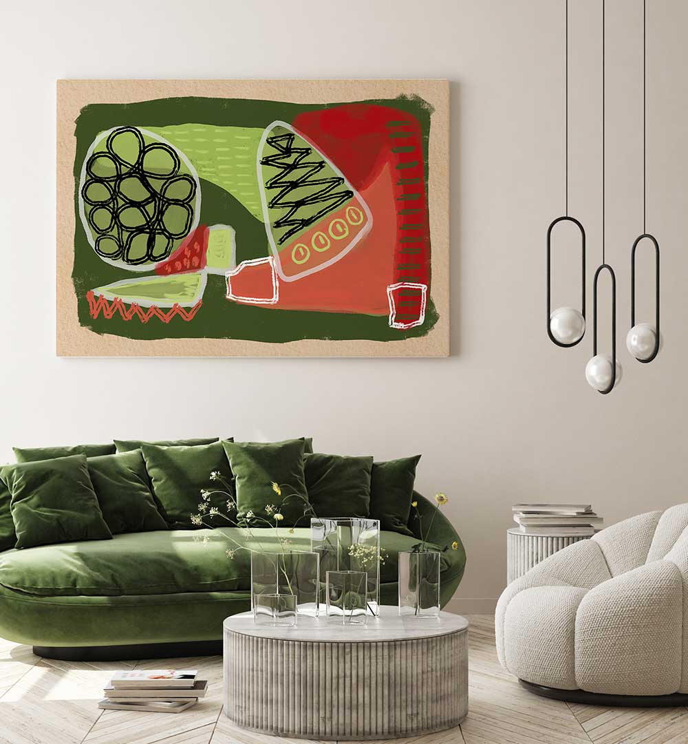 ABSTRACT GREEN AND RED , ABSTRACT PAINTINGS