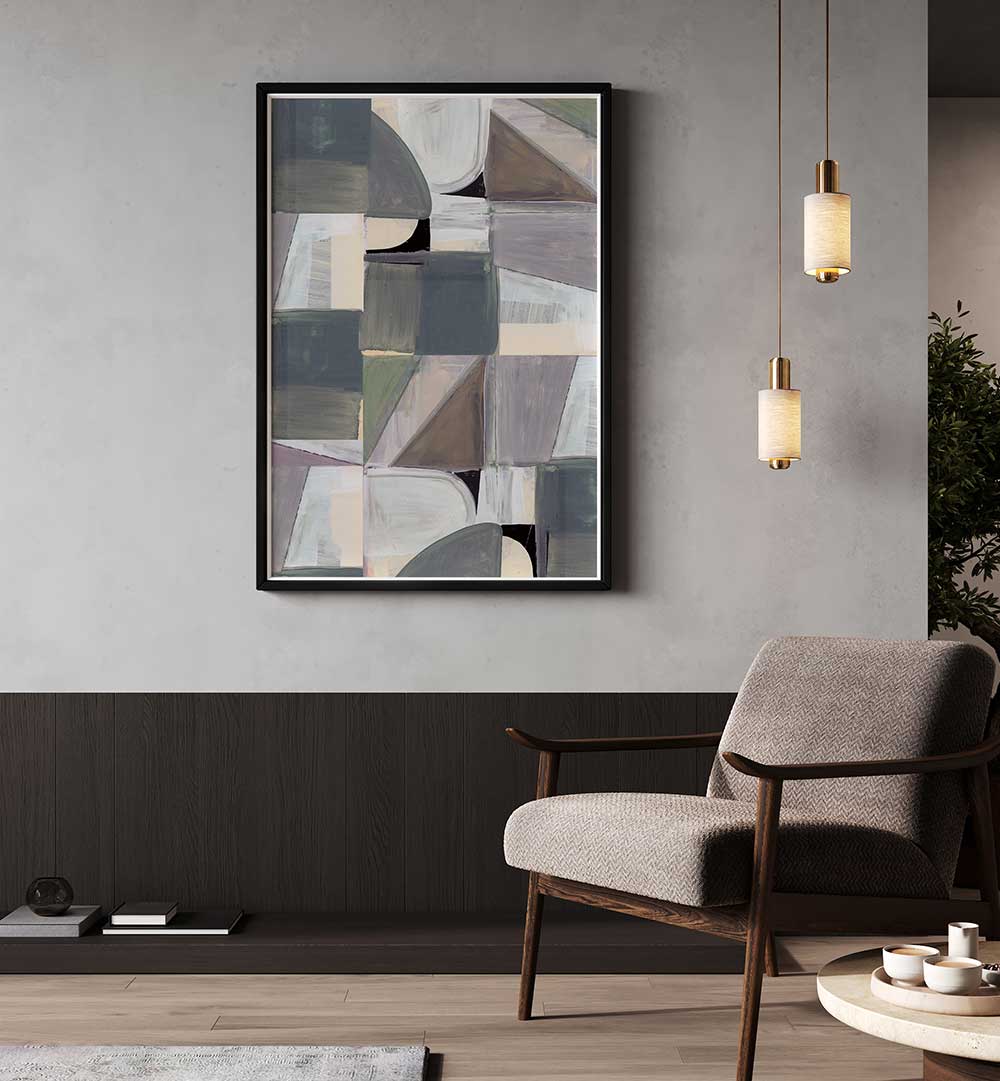 Elegant living space featuring ABSTRACT DESATURATE II, a captivating piece of abstract paintings that enhances modern aesthetics.