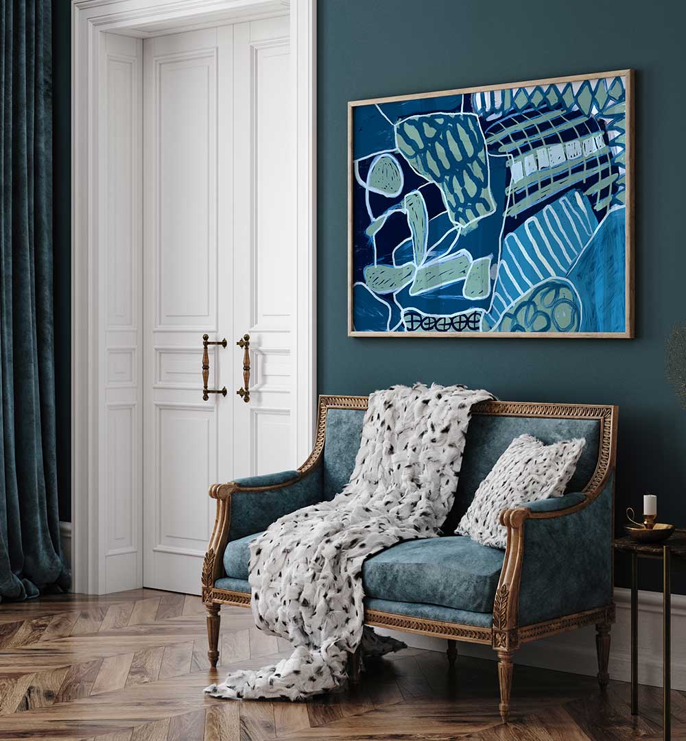 BLUE ABSTRACT A PLACE IN TIME , ABSTRACT PAINTINGS