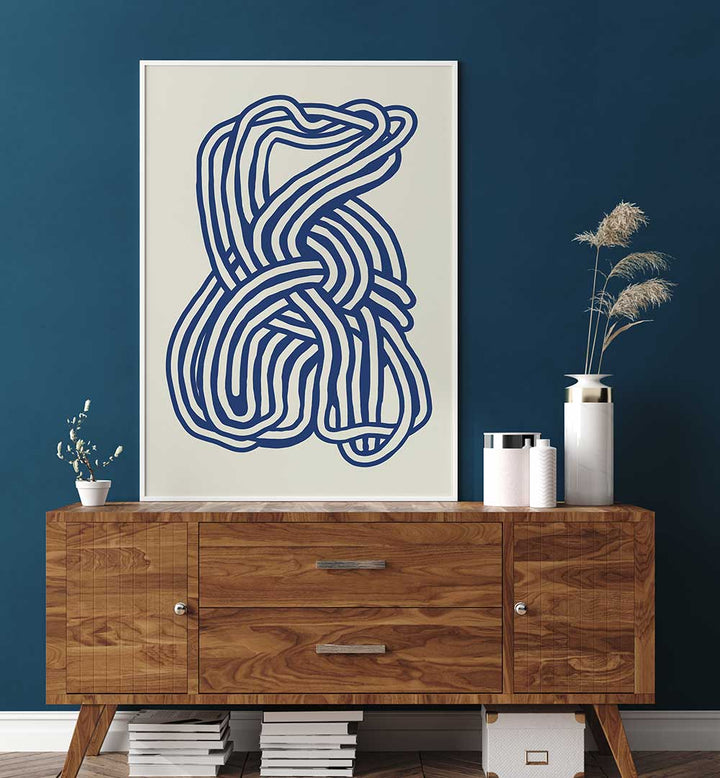 LINE ART ORGANIC SHAPE IN BLUE II  , LINE ART PAINTINGS