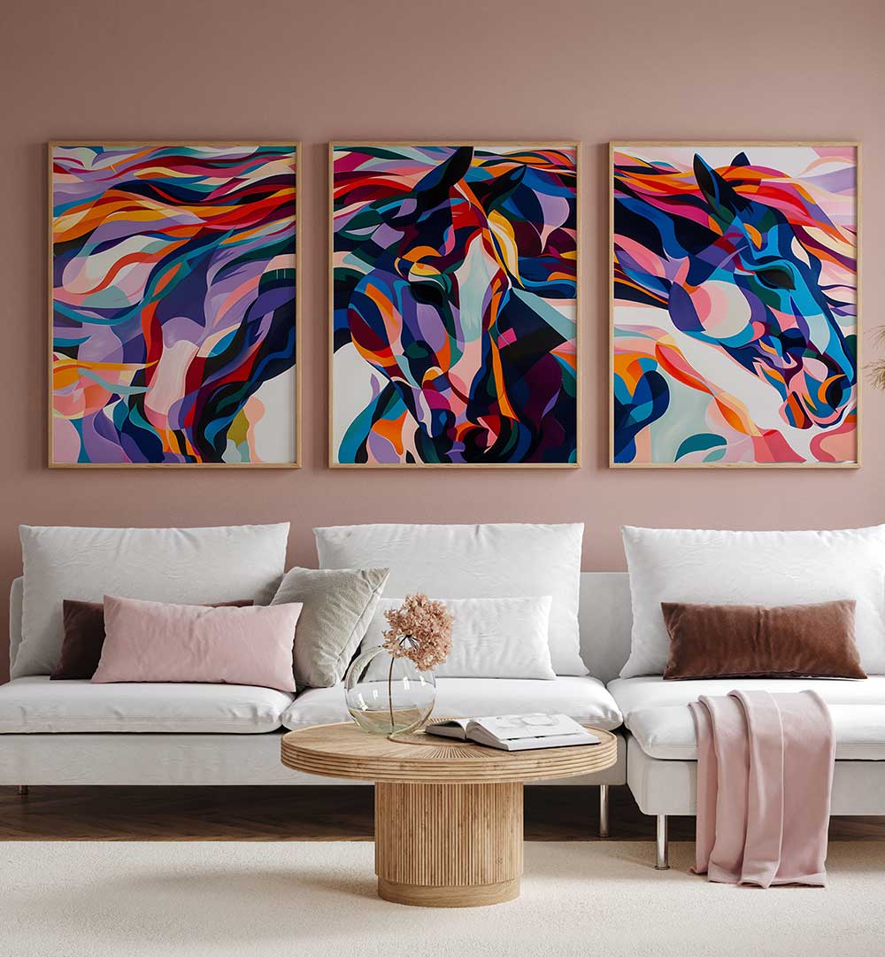 PRISMATIC RIDE , SET OF 3 PAINTINGS