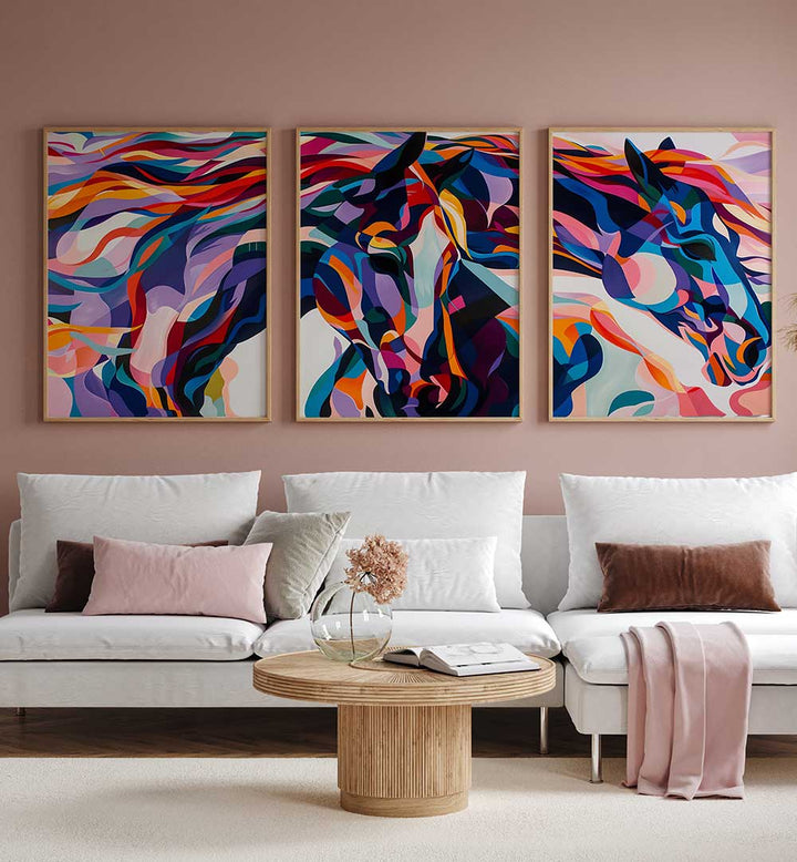 PRISMATIC RIDE , SET OF 3 PAINTINGS