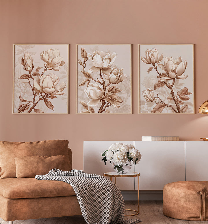 MAGNOLIA GRACE , SET OF 3 PAINTINGS