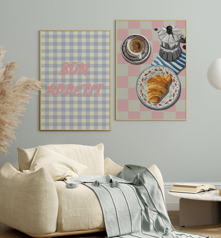 CROISSANT & COFFEE , SET OF 2 PAINTINGS