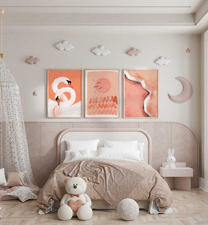 PEACH SERENITY , SET OF 3 PAINTINGS