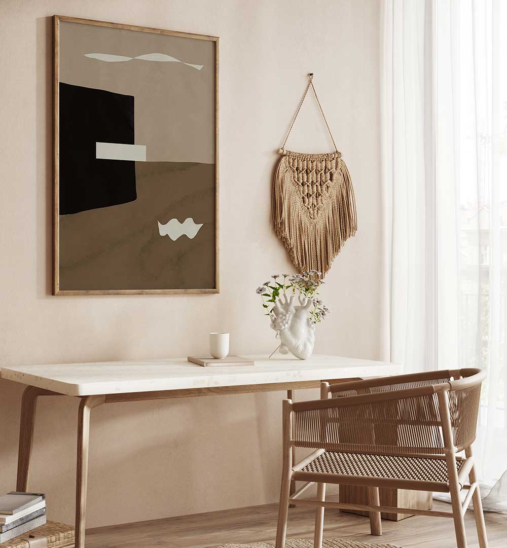 GEOMETRIC SHAPES IN EARTHY TONES , ABSTRACT PAINTINGS