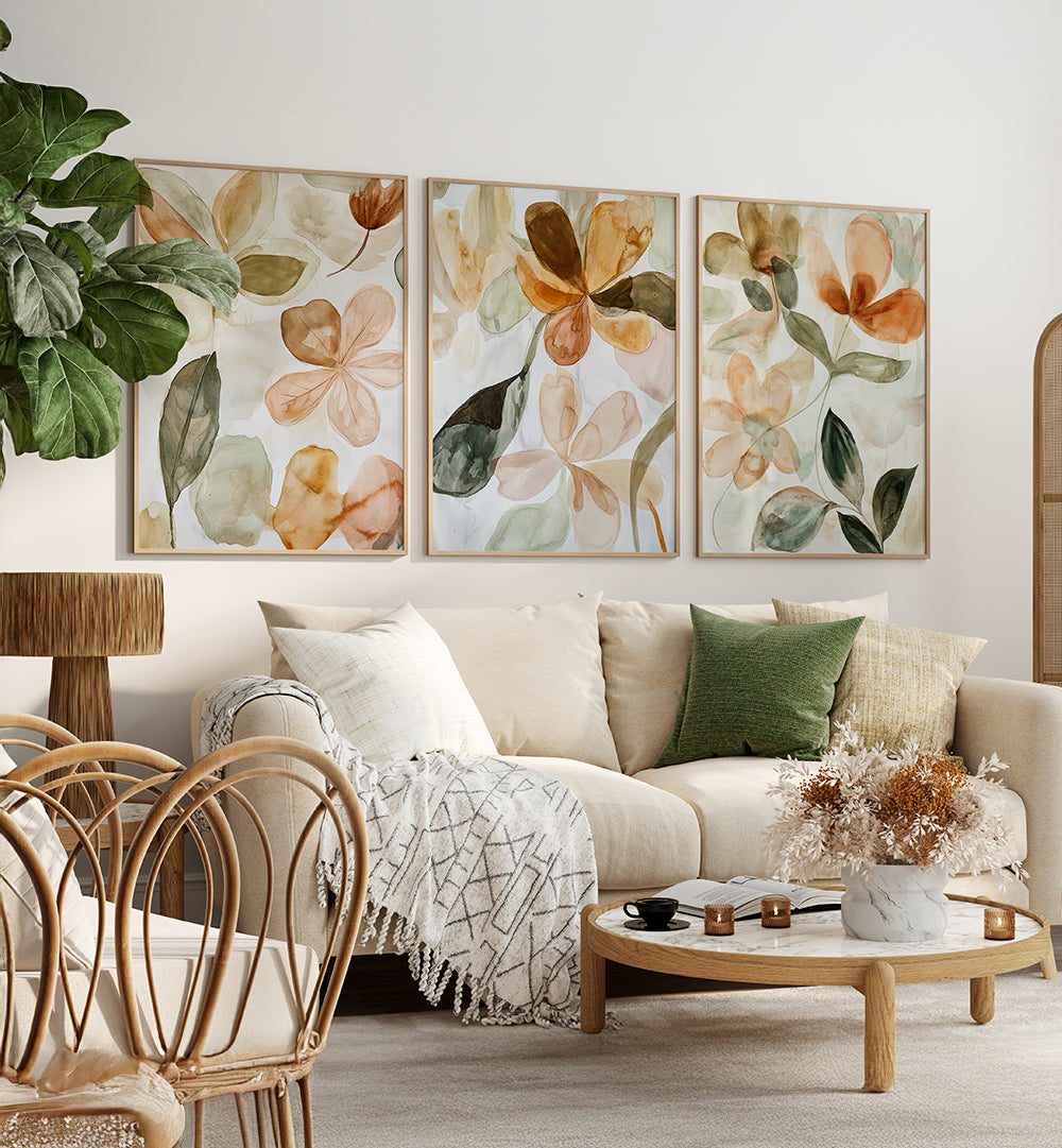 EARTHY NEUTRALS , SET OF 3 PAINTINGS