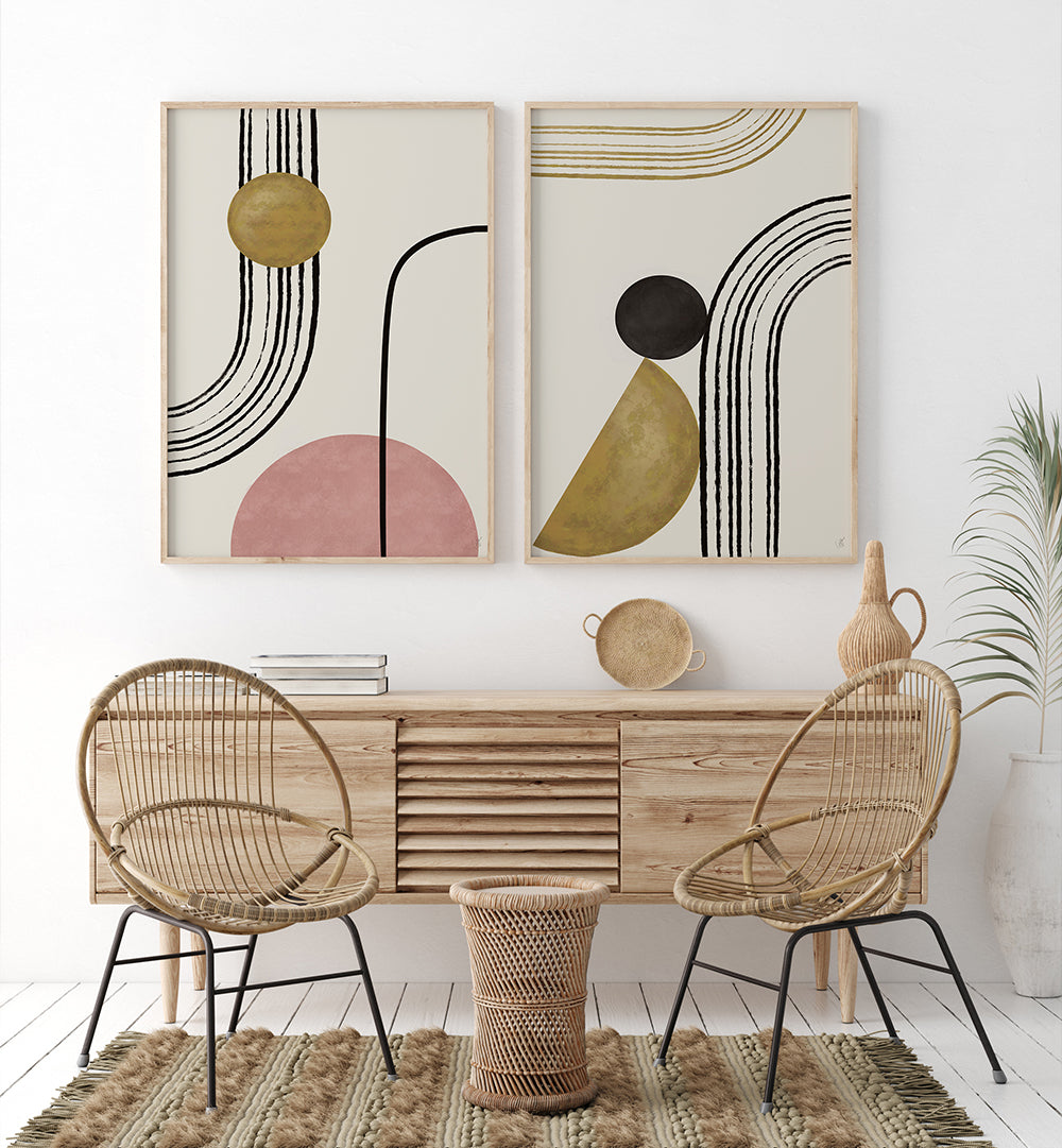 JAPANDI RETREAT , SET OF 2 PAINTINGS