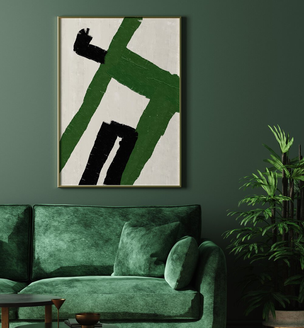 Transform your space with Miuus Studio's ABSTRACT TEXTURE , ABSTRACT PAINTINGS featuring vibrant greens and bold shapes.