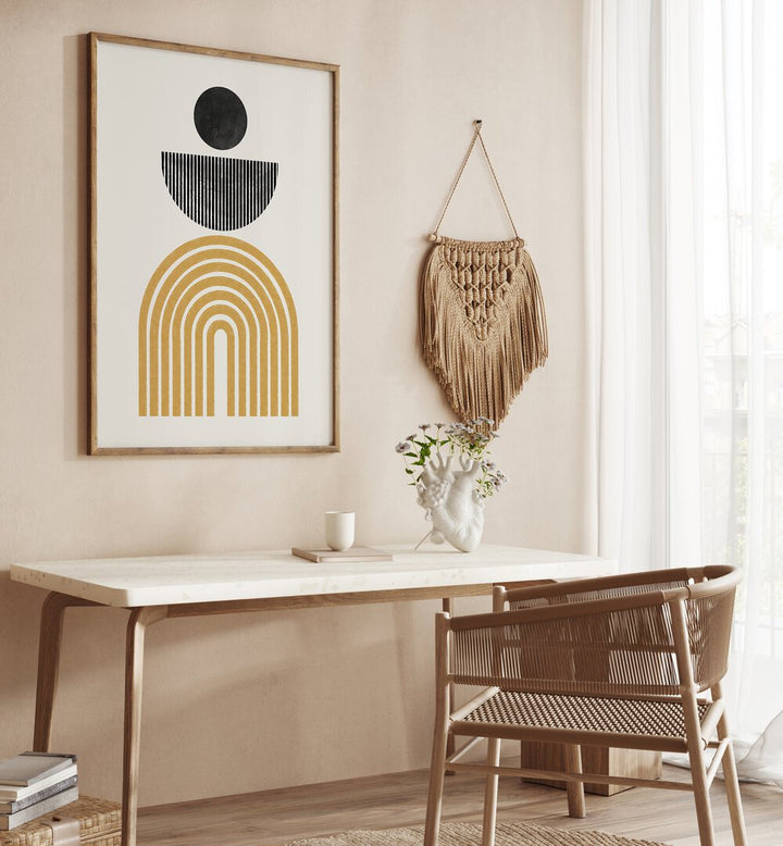 Stylish MIDCENTURY COMPOSITION, BOHO ART PAINTINGS by The Miuus Studio, enhancing modern interiors with elegance.