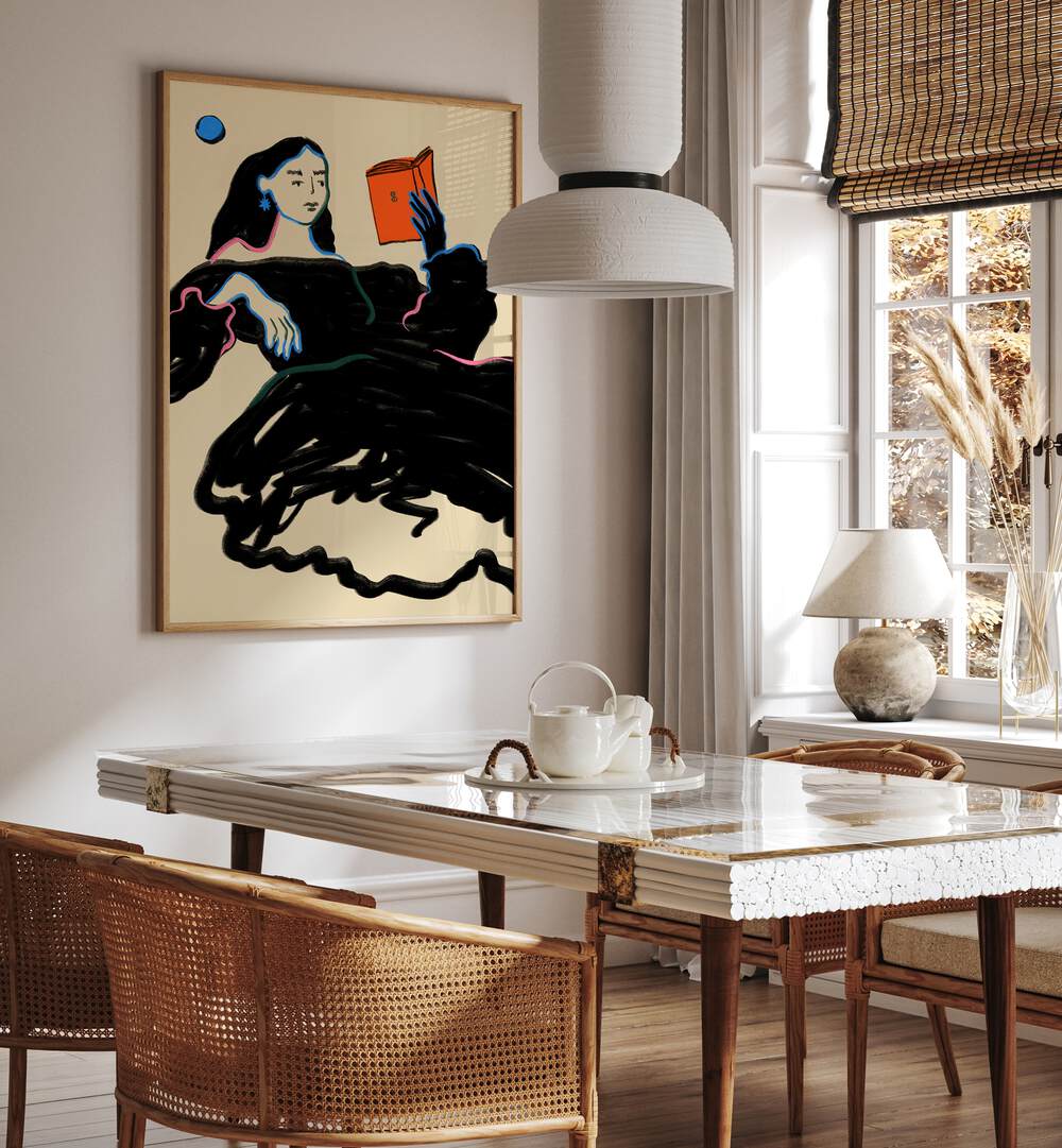 Elegant portrayal from MIDNIGHT READING, PORTRAITS & FIGURATIVE ILLUSTRATIONS, showcasing artistry in a cozy setting.