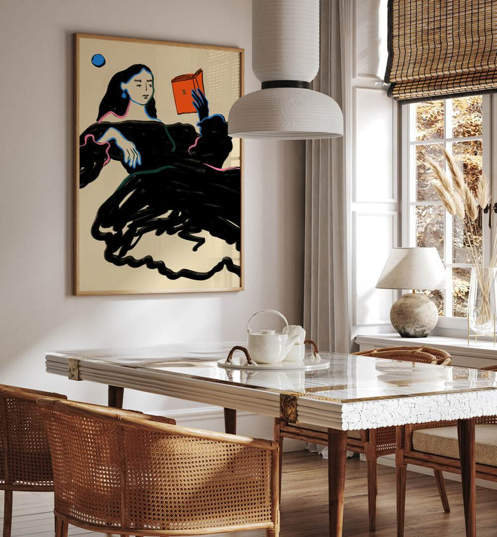 Elegant portrayal from MIDNIGHT READING, PORTRAITS & FIGURATIVE ILLUSTRATIONS, showcasing artistry in a cozy setting.