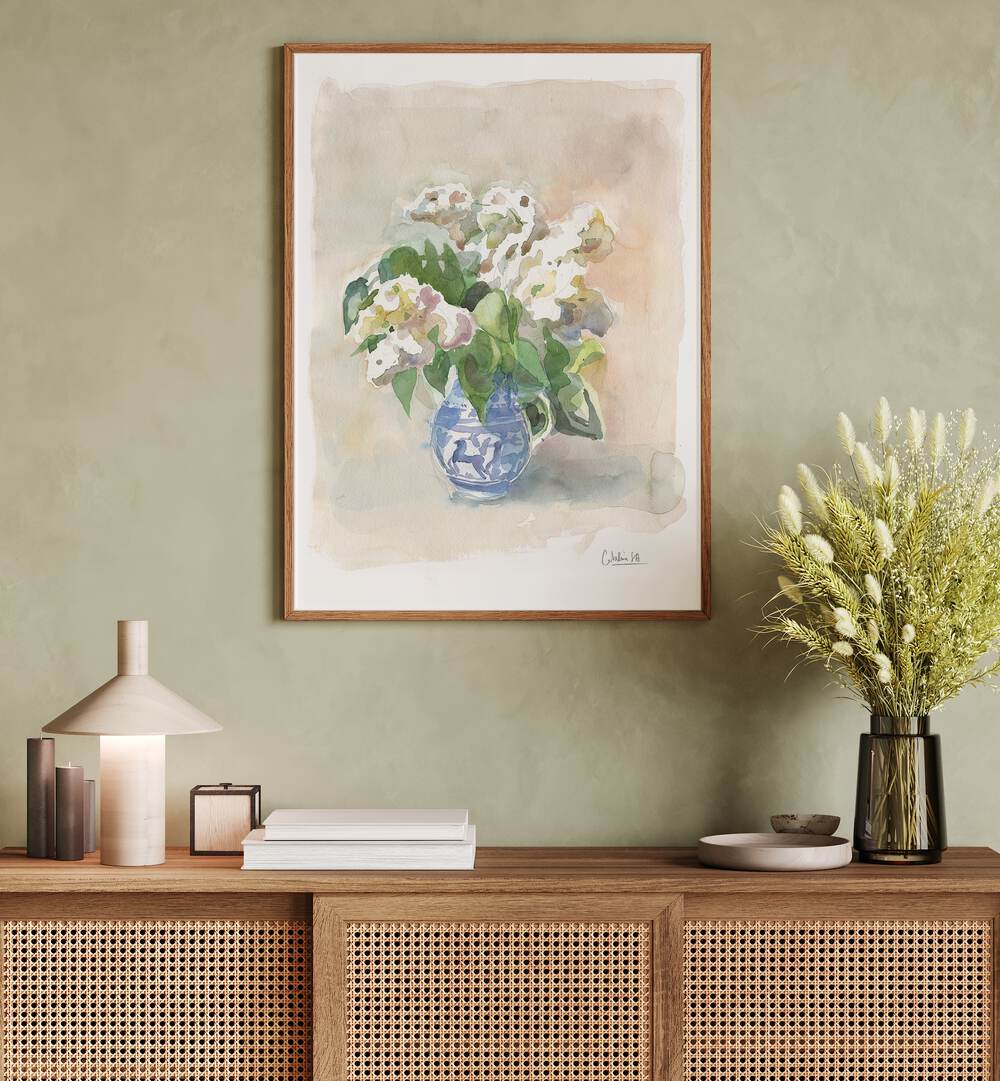 Stunning WHITE LILACS IN A VASE, FLORAL FLOWER PAINTINGS to elevate your living space with elegance and charm.