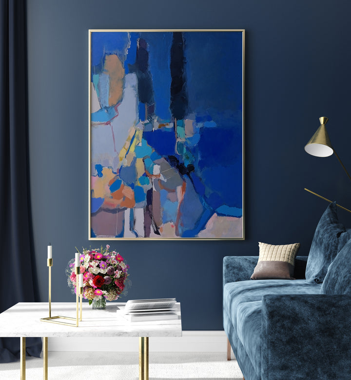 Vibrant BLUE BLUE DAY, ABSTRACT PAINTINGS brighten any space, perfect for elevating your home decor style.