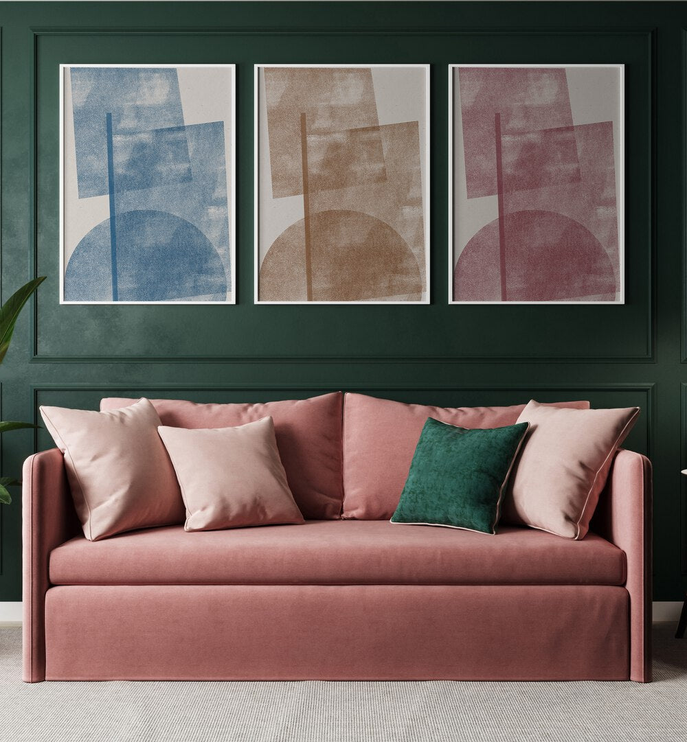 PASTEL HORIZON SET , SET OF 3 PAINTINGS