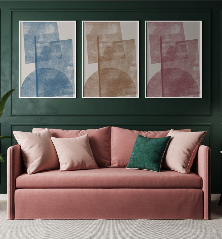 PASTEL HORIZON SET , SET OF 3 PAINTINGS