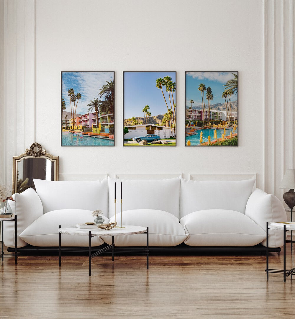 PALM SPRINGS PARADISE SET, SET OF 3 PAINTINGS
