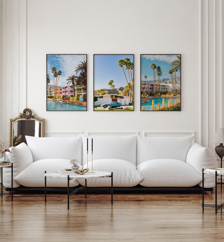 PALM SPRINGS PARADISE SET, SET OF 3 PAINTINGS