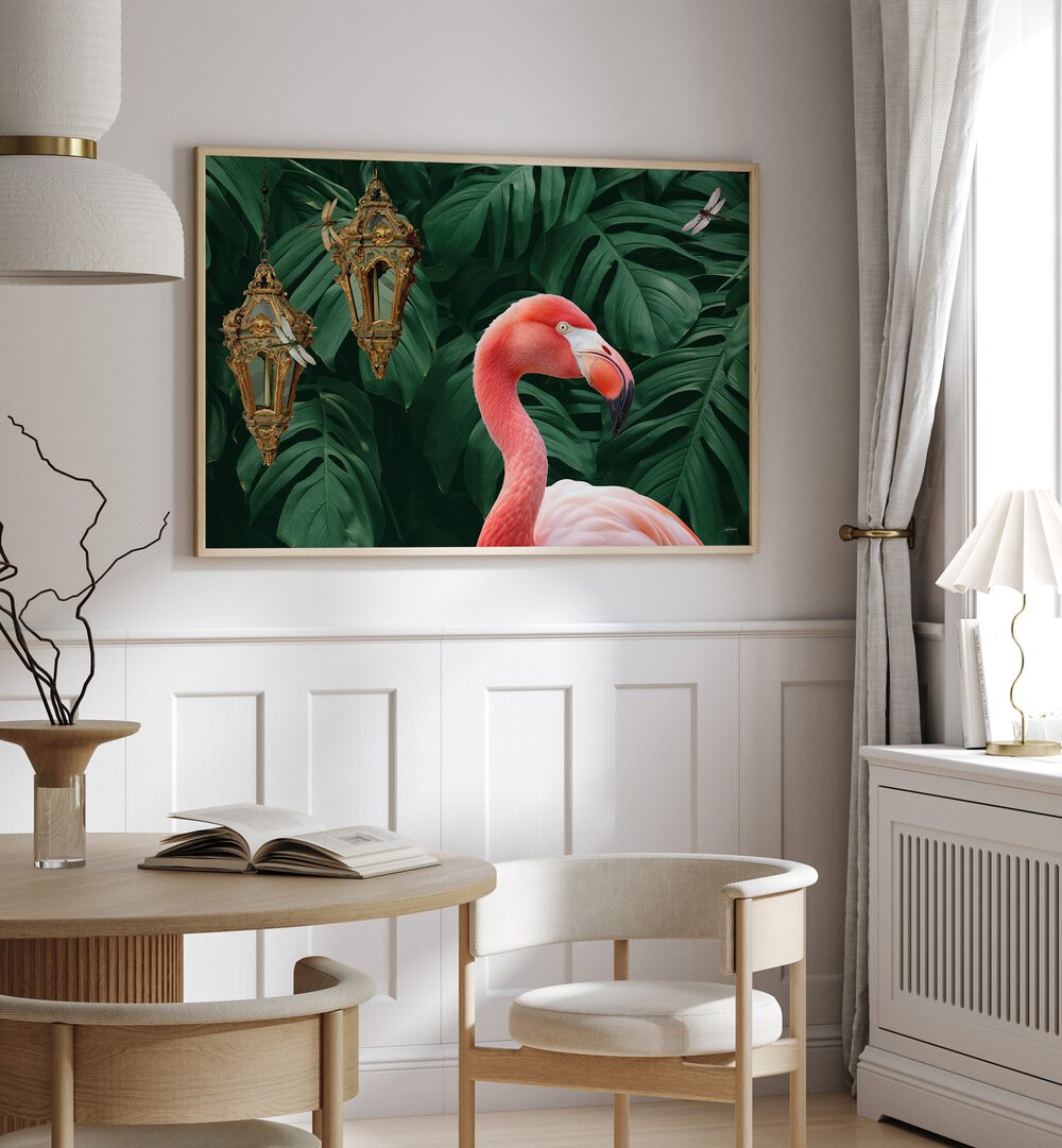 FLAMINGO A DRAGONFLIES   , WILDLIFE POSTERS , WILDLIFE PAINTINGS