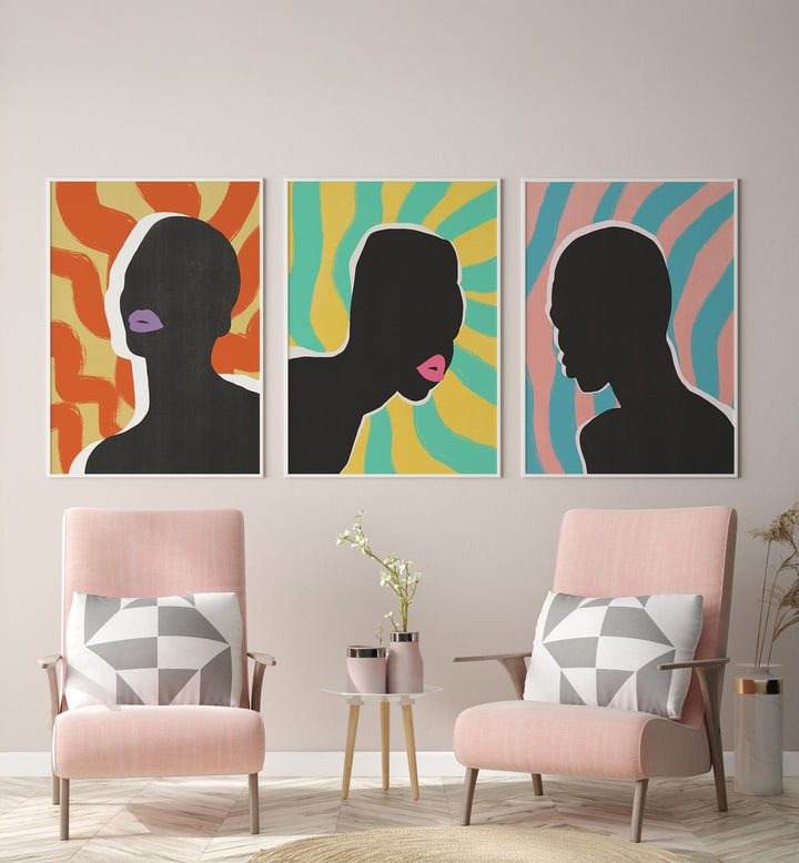 COLOURFUL SYMPHONY SET , SET OF 3 PAINTINGS