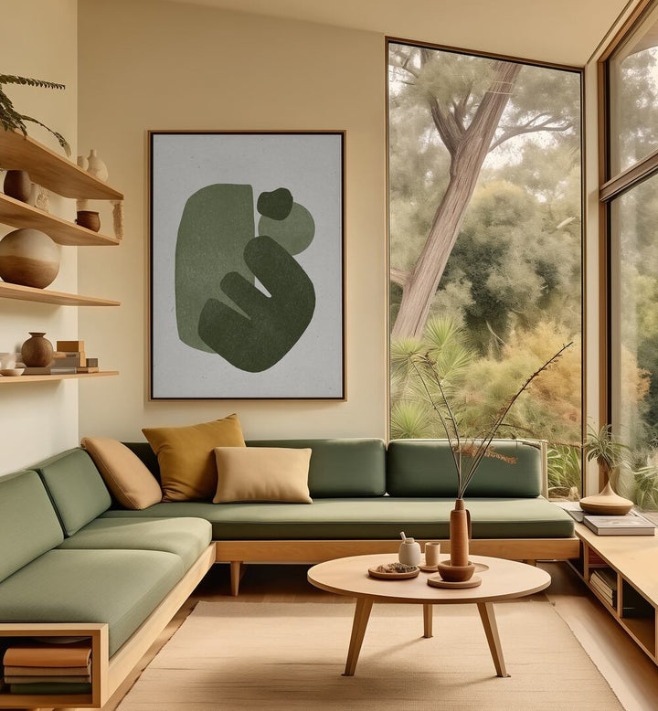 Stylish living room featuring MODERN FLOWERS II, ABSTRACT PAINTINGS that enhance the beauty of nature indoors.