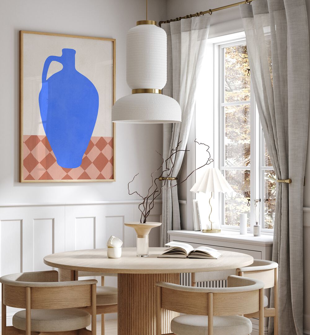Bright and modern living space featuring TRIBAL SHAPES VII, GEOMETRIC ART PRINTS that enhance contemporary decor.