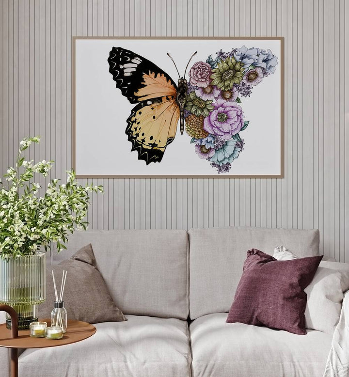Vibrant BUTTERFLY IN BLOOM COLOR, FASHION POSTERS showcasing a stunning butterfly and floral design, perfect for decor.